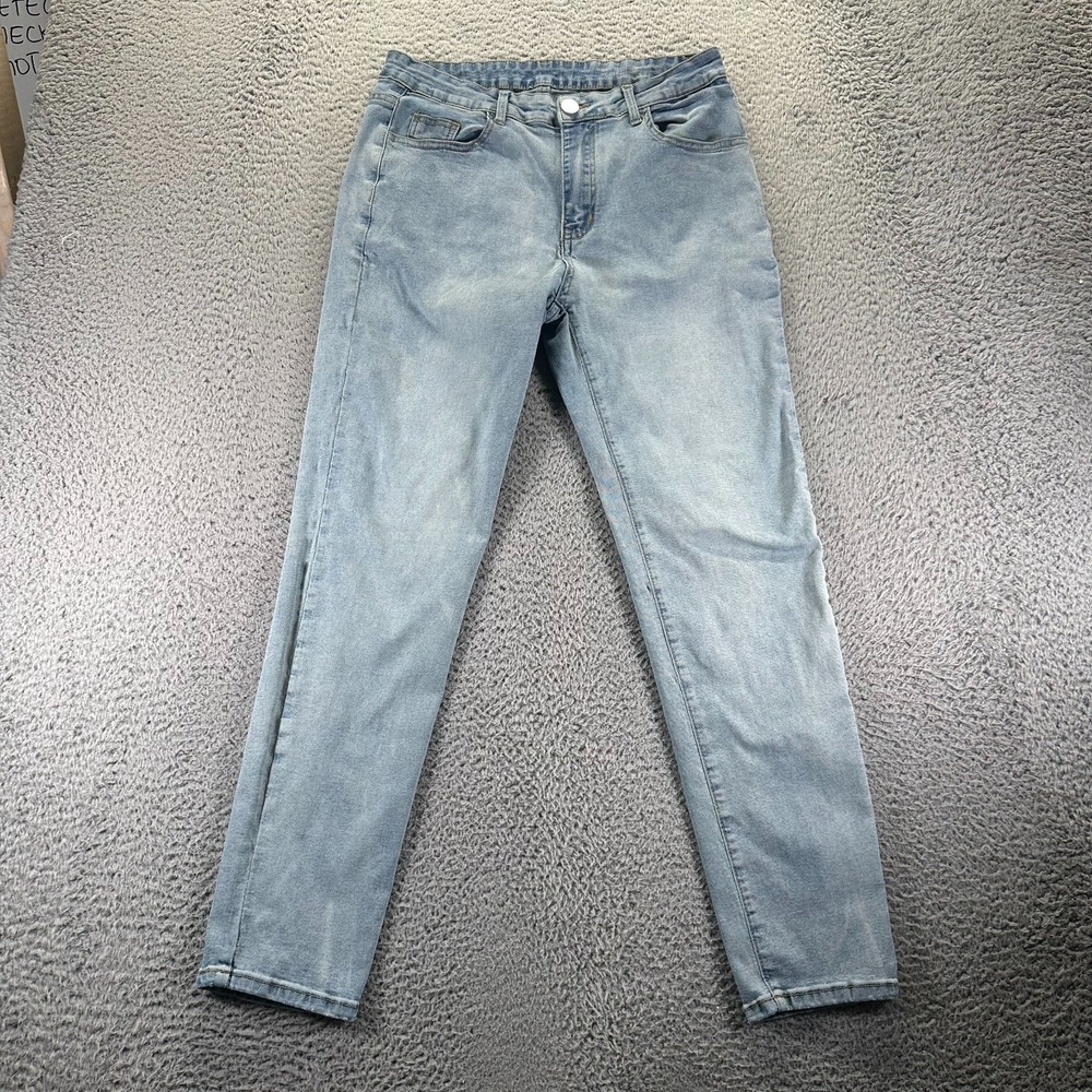 Romwe Jeans‎ Mens 34x31 Blue Cotton Denim Straight Light Wash Workwear Casual